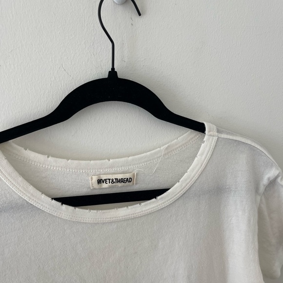 Rivet& Thread White Distressed Tee - Picture 3 of 5